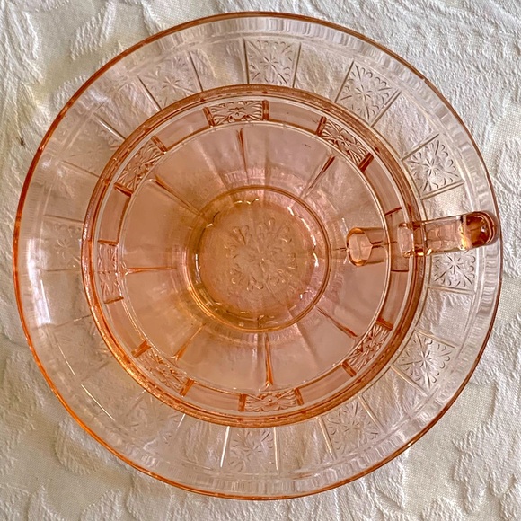 Pink Depression Glass Cup and Saucer - Picture 6 of 11